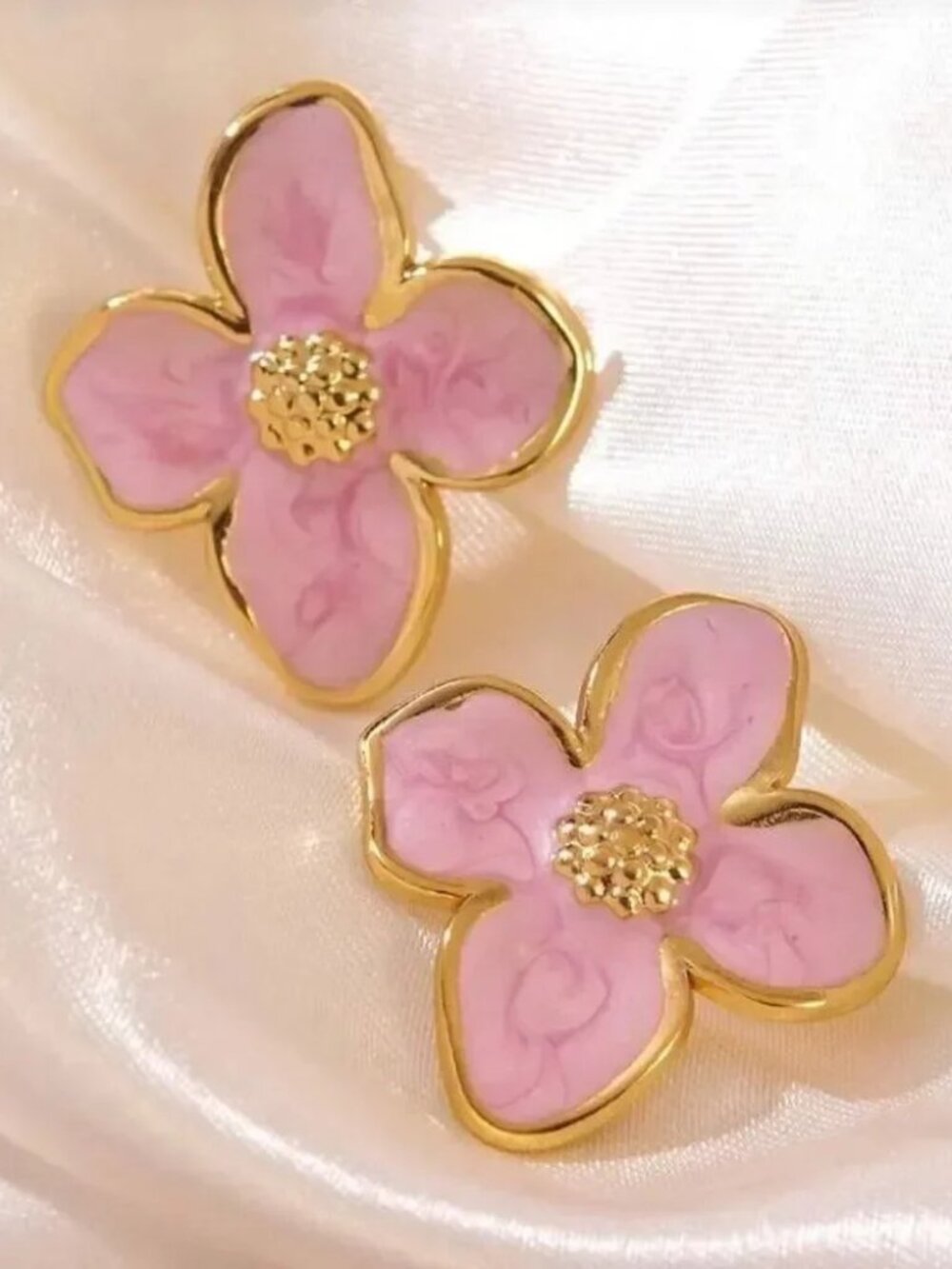 Pink flower Earrings Q985